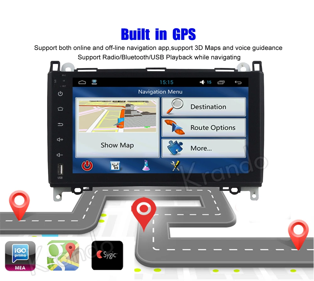 Flash Deal Krando Android 8.0 car radio gps stereo navigation audio radio for Mercedes for benz A B180 B200 W169 W245 2005-2012 multimedia 3