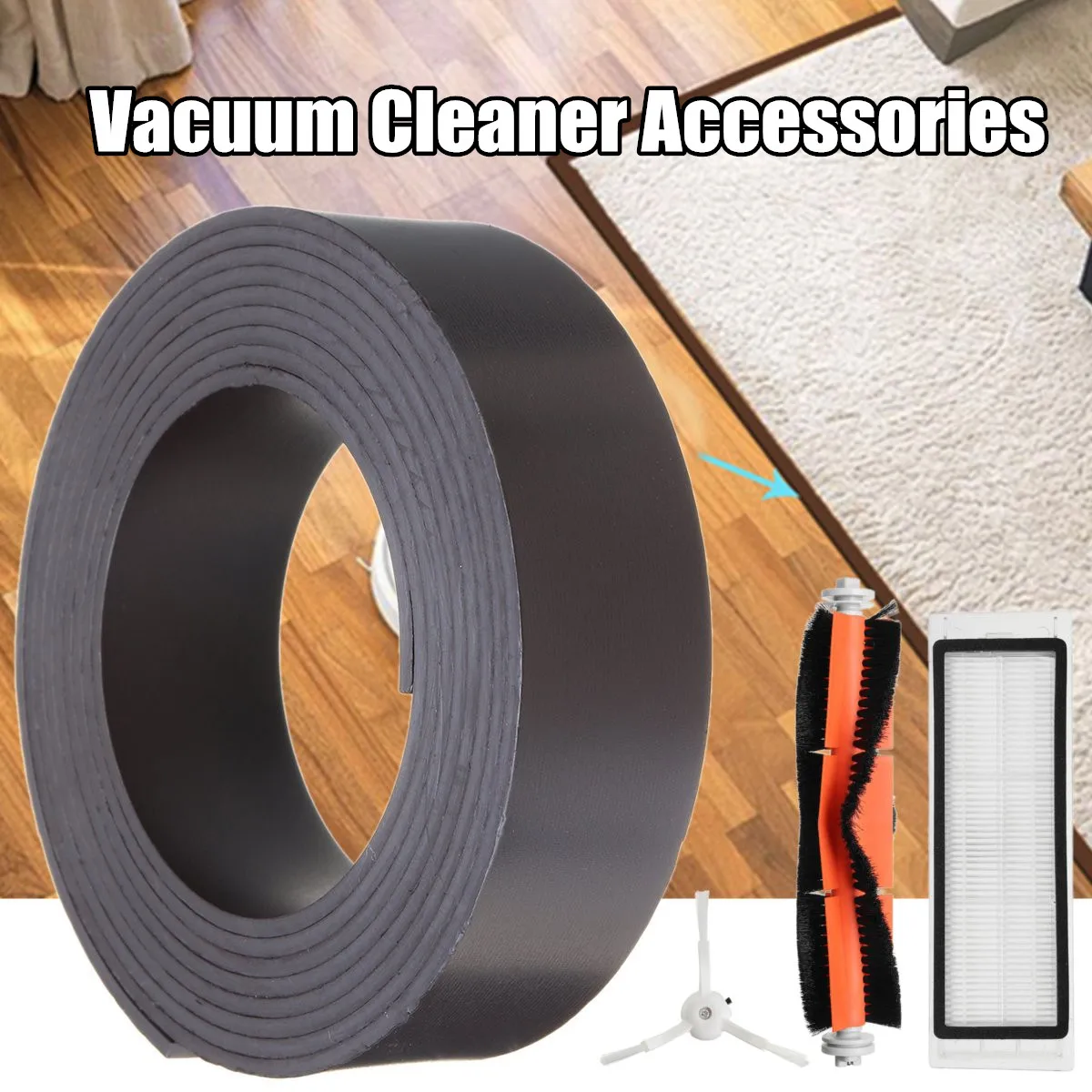 

2M Wall Strip/2xFilter/Roller Brush/2xSide Brush Fit For Xiaomi Mi Roborock S50 S51 Vacuum Cleaner Home Appliance Accessories
