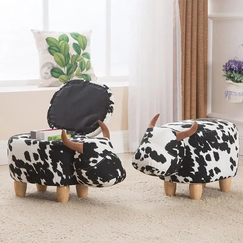 

Cattle Shaped Stool Wooden Bench Lovely Cartoon Domestic Dirty Resistant Stool Animal Shaped Storage Stool Children Stool