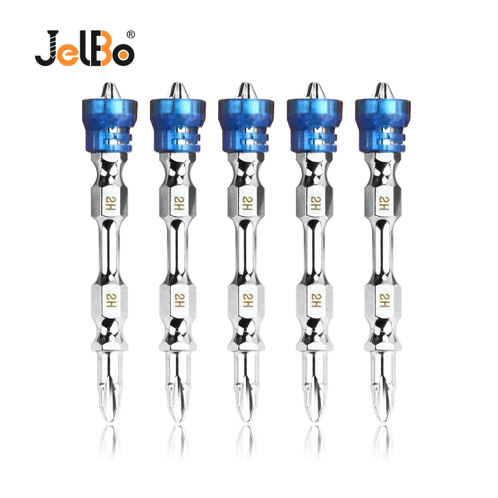 

JelBo 5Pcs Blue Screwdriver Set 1/4" Hardness Magnetic Cross Double Head Electric Phillips Screw Driver for Power Tools