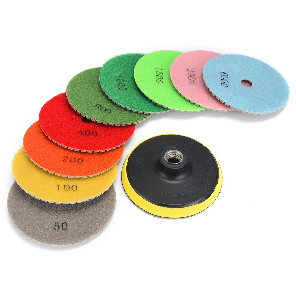 

10PCS 4 inch Diamond Polishing Pads For Granite Marble Concrete Stone Wet/Dry M14 Thread Self-adhesive Pad Hand Tools