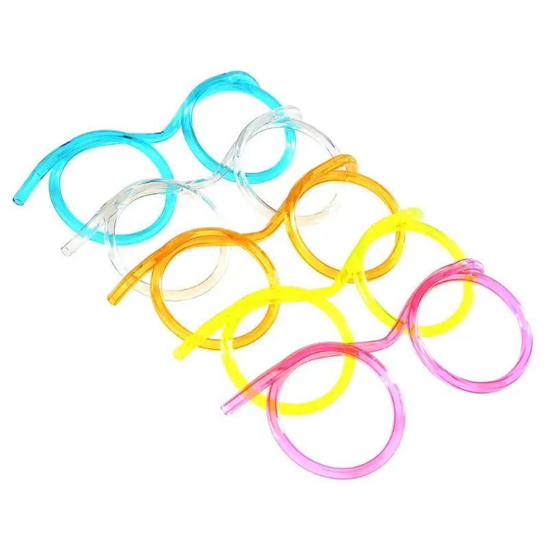 Summer Straw Glasses Drinking straws Flexible Soft Plastic Glasses Straw Kids Party Unique Drinking Tube Tools