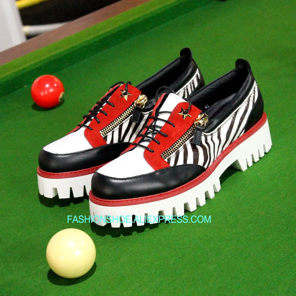 

2018 Spring Fall Thick heel Fur Zipper Oxfords Horsebit Handmade Mens Evening Party Dress Shoes