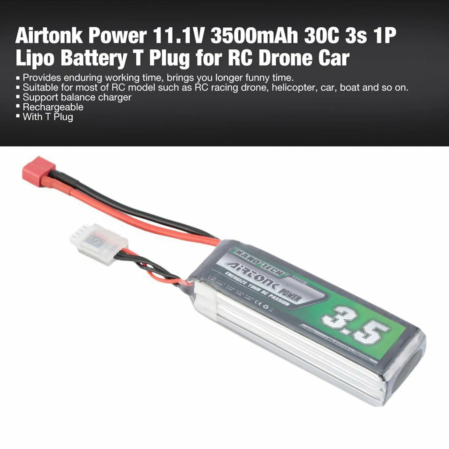Airtonk power 11 1 V 3500 Mah 30C 3 S P Lipo батарея T Разъем для Rc Дрон автомобиля|Комплекты батарей|
