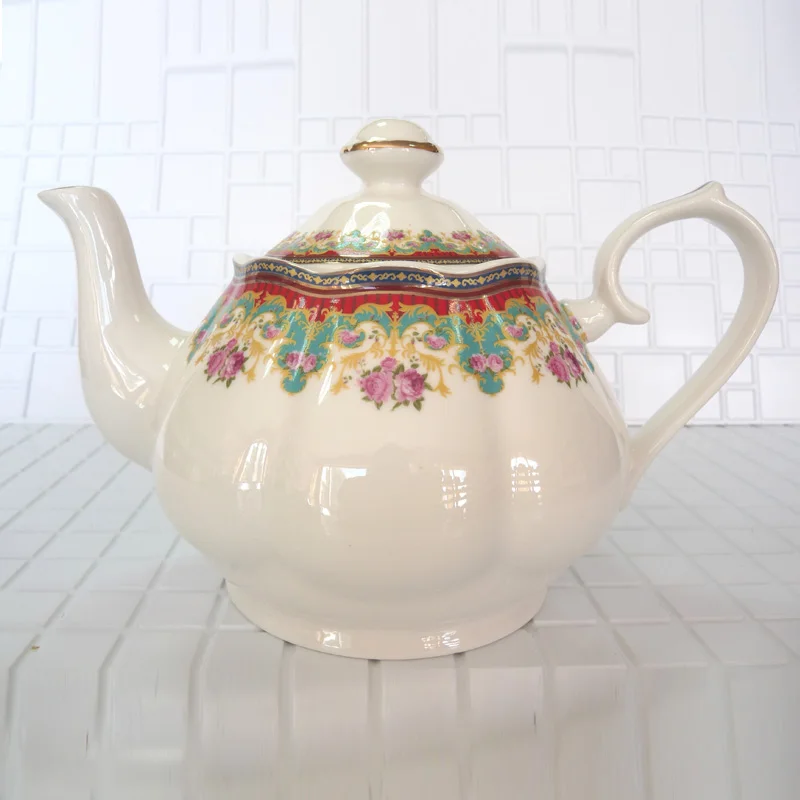 

High quality bone china handmade teapot Flower decoration 1200ml Birthday Holiday Gift