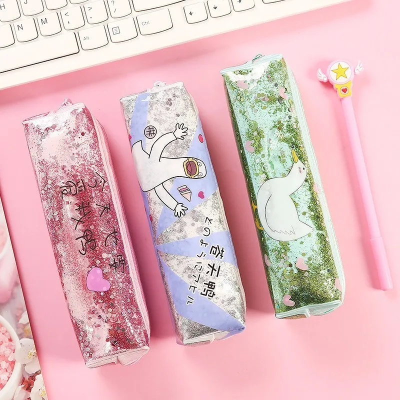 

Korean Cute Duckling Pencil Case Blingbling Pencilcase High Capacity Pencil Bag For School Supplies Student Office Stationery