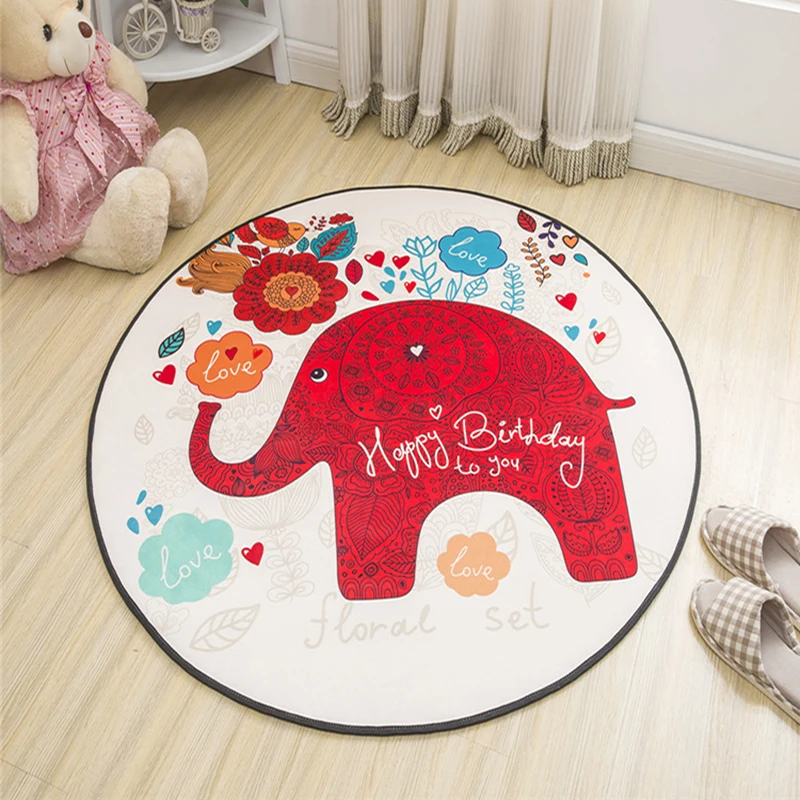 

Cartoon Animals Kids Rug Soft Gym Door Game Mat Home Cartoon Round Baby Play Mats Anti-skid Carpet Toys for Children Room Rug