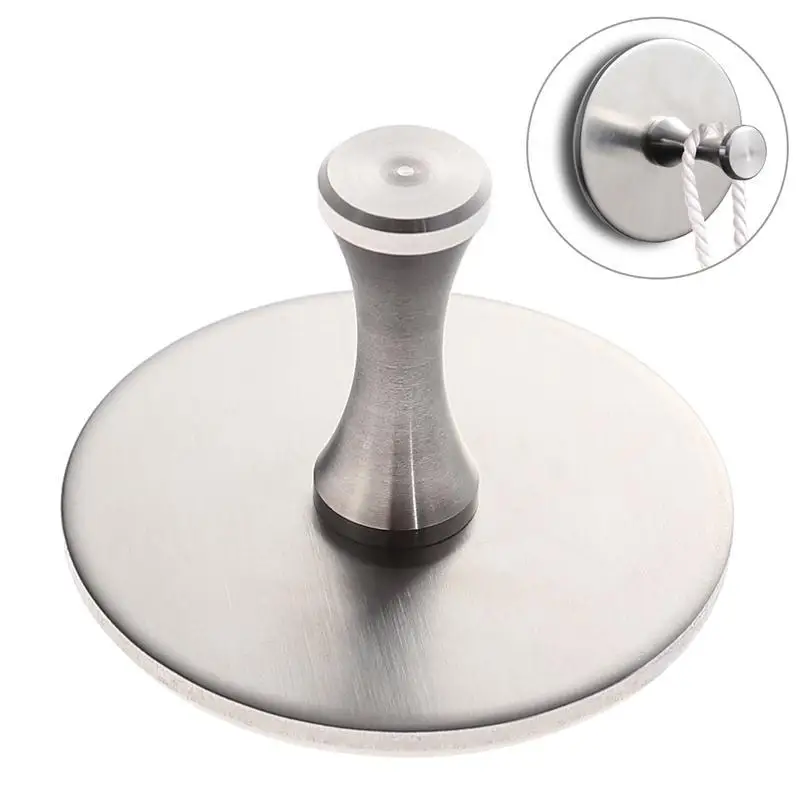 

OUNONA Round Stainless Steel Heavy Duty Storage 3M Self Adhesive Sticky Hooks for Wall Glass Bathroom Kitchen