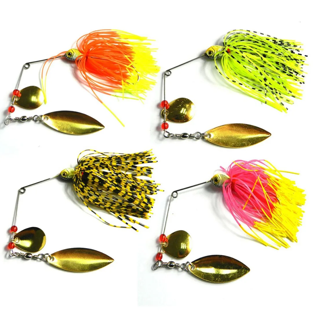 4Pcs Spinner Fishing Lure Bait 14.8g Colorful Bass Minnow Cod Fishing