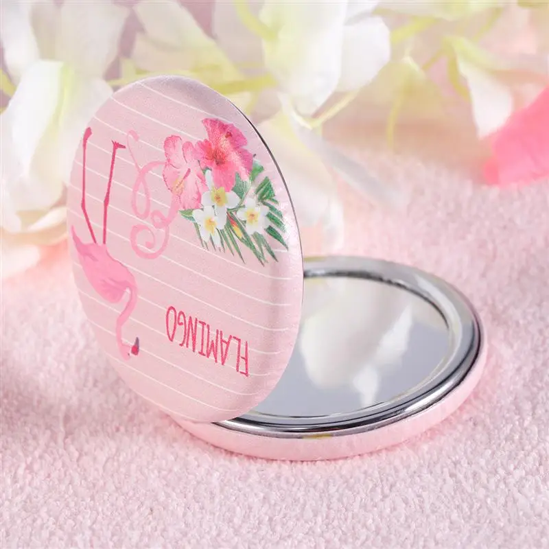 

1pc Portable Macaron Mini Mirror Flamingo Pattern Round Purse Folding Makeup Mirror Pocket Mirror for Women Girls (Random Style)