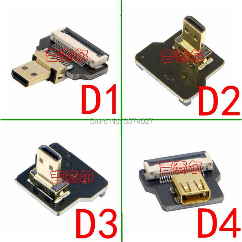 FPV Micro HDMI Mini HDMI 90 градусов адаптер 5 см-100 см FPC плоский HDMI кабель шаг 20pin разъем