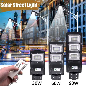 

LED Solar Lamp Wall Street Light 30W/60W/90W Radar Induction Outdoor Timing Lamp+Remote Waterproof Security Lamp for Garden Yard
