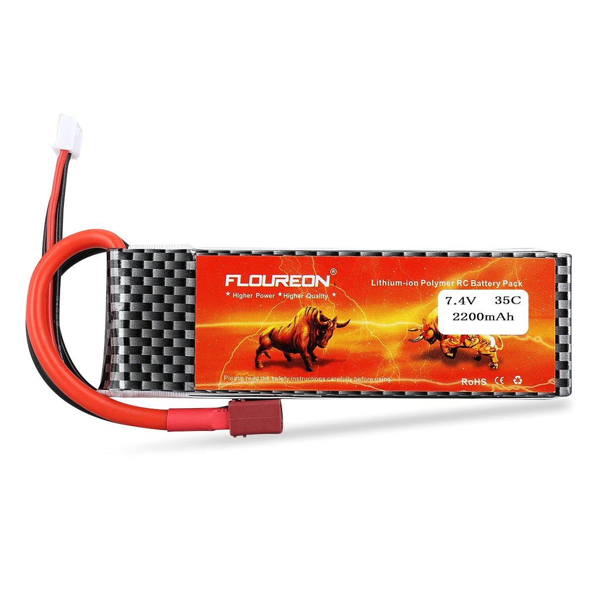 

Floureon 2S 7.4V 2200mAh 35C with T Plug LiPo Battery Pack for RC Evader BX Car, RC Truck, RC Truggy RC Airplane UAV Drone FPV