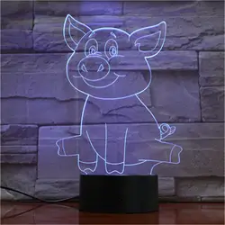 Свинья милые 3D светодиодный светильник Настольный светильник светодиодный USB Сенсор ночные огни Скульптура модные украшения лампы как