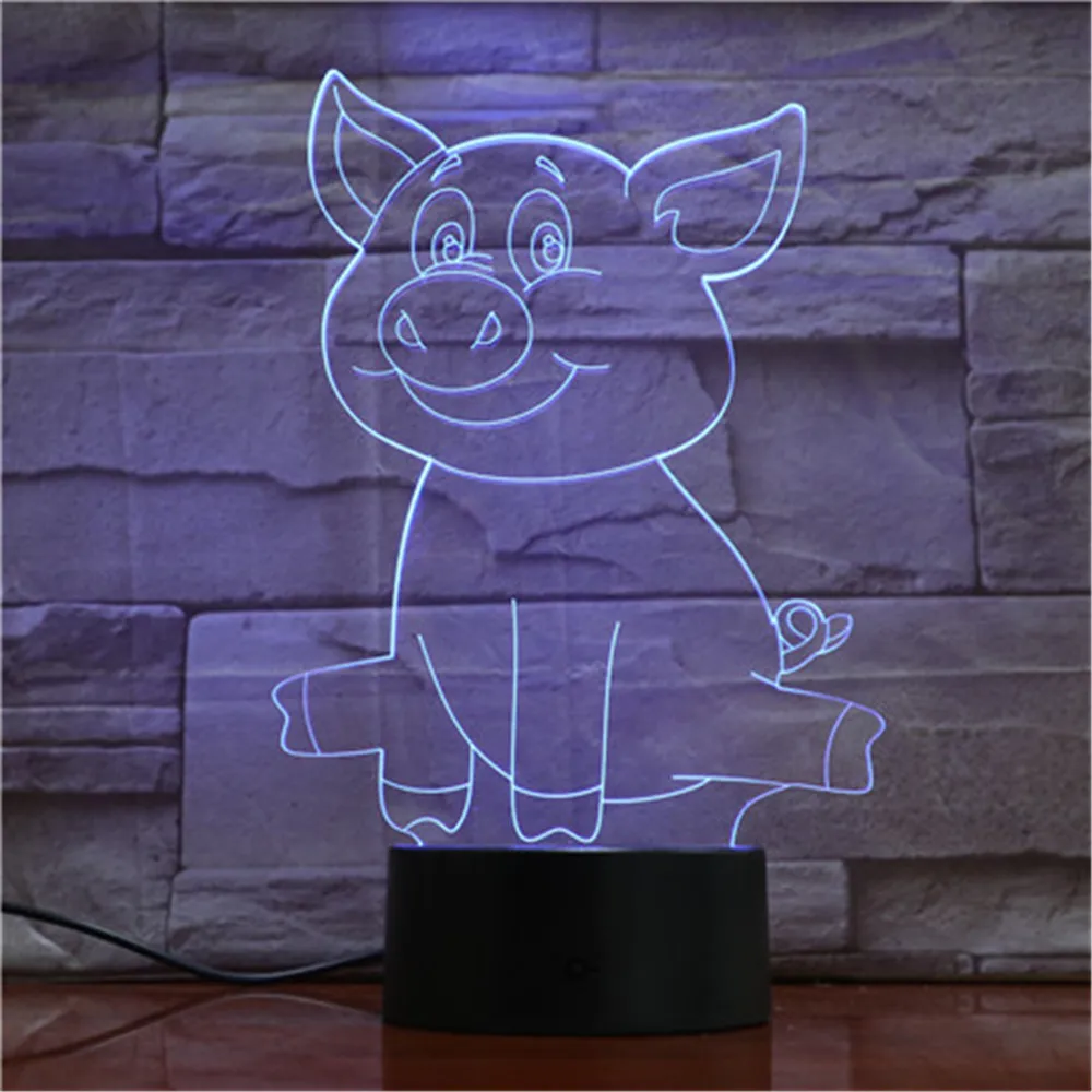 Pig Cute 3D LED Lamp Table USB Sensor Night Lights Sculpture Fashion Decorations as Bedroom Sleeping Decor 1769 | Лампы и освещение