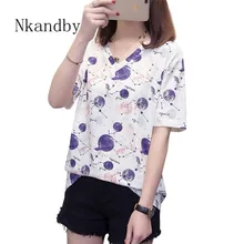 Nkandby размера плюс v-образный вырез женские Топы И Футболки летняя Корейская одежда Modis Винтажная Футболка женская большая женская футболка Топ