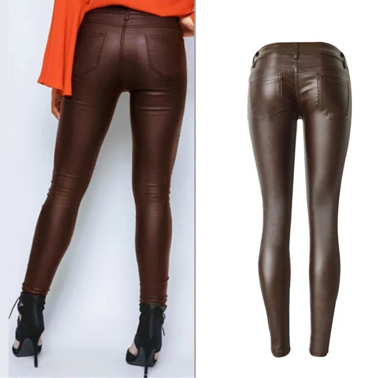 Fashion Women Low Waist Stretch Pencil Leather Pants Streetwear Double Zippers Pu Pants Fake Zippers Casual Large Size Trousers Fashion Women Low Waist Stretch Pencil Leather Pants Streetwear Double Zippers Pu Pants Fake Zippers Casual Large Size Trousers