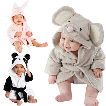 

Cute Baby Gown Bath Towel Coral Fleece Blanket Infant Baby Sleeper Hooded Wrap Bathrobe Animal