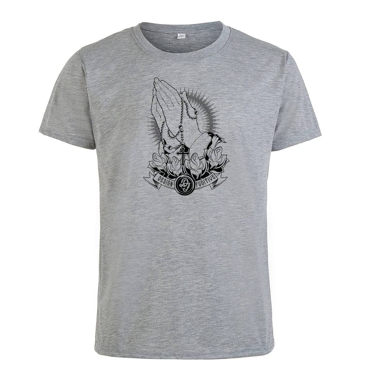 

New Religious Jesus Praying Hands Cross Rosary Unisex T-shirt Casual Tops Gift