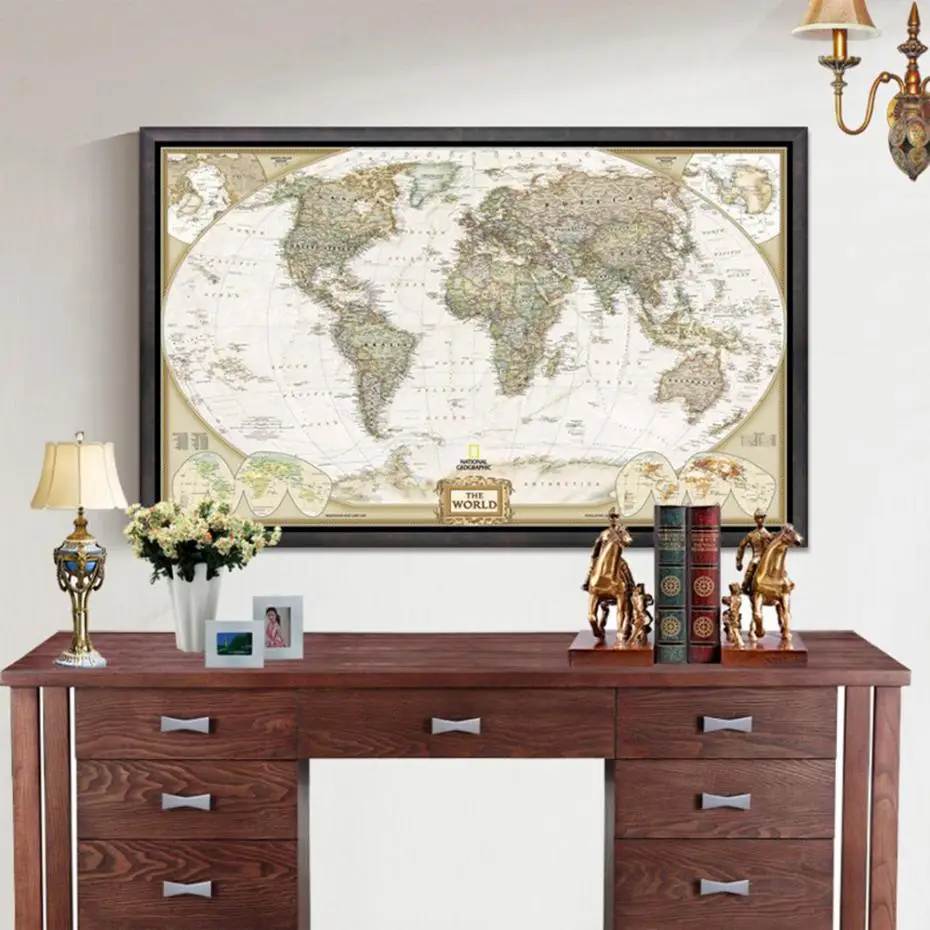 

Large Vintage World Map 72x48cm Office Supplies Detailed Antique Map of World Poster Wall Chart Retro Paper Matte Kraft Paper