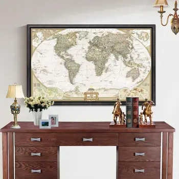 

Large Vintage World Map 72x48cm Office Supplies Detailed Antique Map of World Poster Wall Chart Retro Paper Matte Kraft Paper