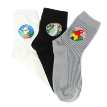Уникальные регулируемые рождественские мягкие носки с рисунками животных Harajuku удобные хлопковые эластичные теплые уличные хип-поп милые птицы 1 пара