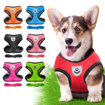 

Puppy Vest Pet Supplies Walking Dog Harness Small Medium Dogs Pug Mesh Popular Nylon For Chihuahua Reflective Lead Leash 1PC