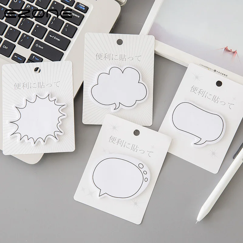 

EZONE 1PC Japanese Style Sticky Notes White Dialog Box Sticky Notes Students Stationery Self-adhesive Note Pad Office Memo Pad