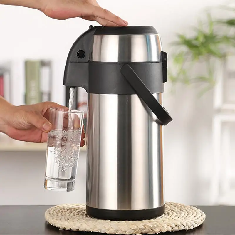

Stainless Steel Thermos Pressure Type Household Insulation Bottle Large Capacity 3L Coffee Thermal Kettle Keep Warm Water Pot