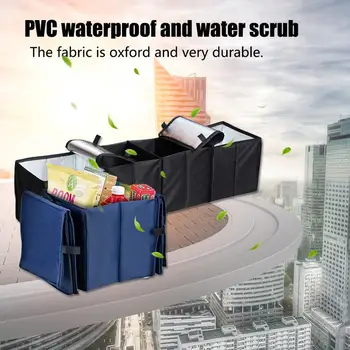 

Multipurpose Folding Car Storage Box Trunk PVC Waterproof 4-Compartment Large Capacity Sundries Container Insulation Organizer
