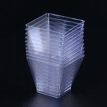 50Pcs 2oz/60ml Disposable Jelly Cups Mini Square Dessert Cup Cube Plastic Dish Cake Jelly Pudding Cups Party Kitchen Accessories