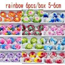 Радуга 5-6 см 6 шт./кор. свежесрезанный цветок засушенные розы Свадебное украшение для дома цветы в Класс ко Дню Святого Валентина Рождественские фестиваль