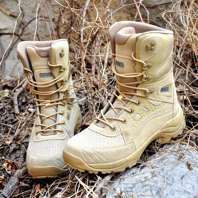 Уличная альпинистская походная высокая обувь армейские фанаты военные тренировочные охотничьи походные противоскользящие износостойкие Тактический пустынный кожаные ботинки