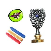 Индивидуальная восковая печать комплект печатей пчелы, насекомые Летающий Металл Дракон ручка Подарочный винный набор посылка Свадебные Приглашения карты конверт печать штамп