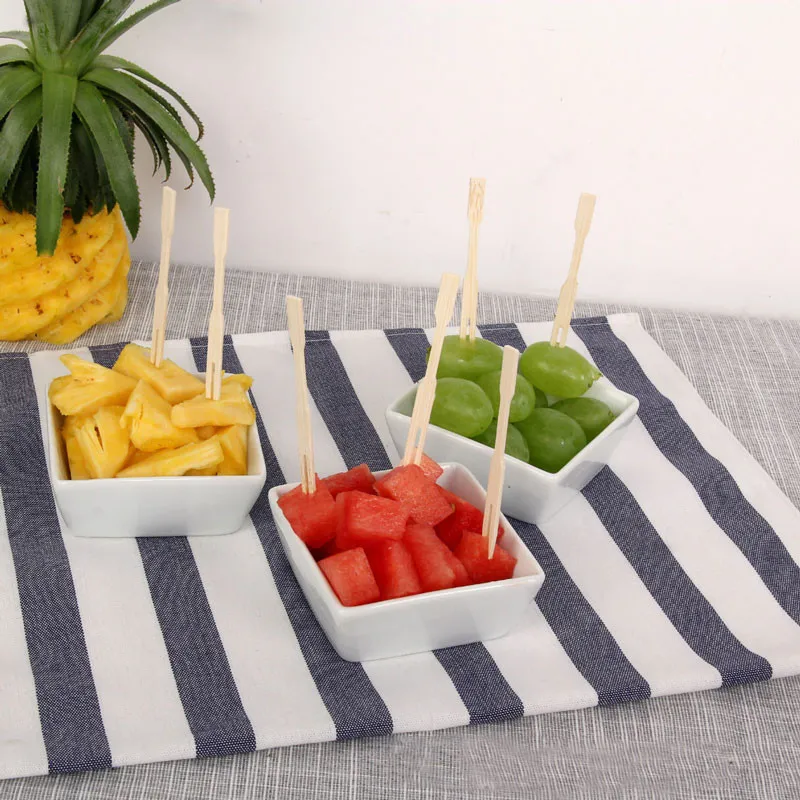 

100pcs Disposable Bamboo Fruit Vegetables Cake Forks with Long Handle For Dessert Cocktail Party Utensil Home Tableware supplies