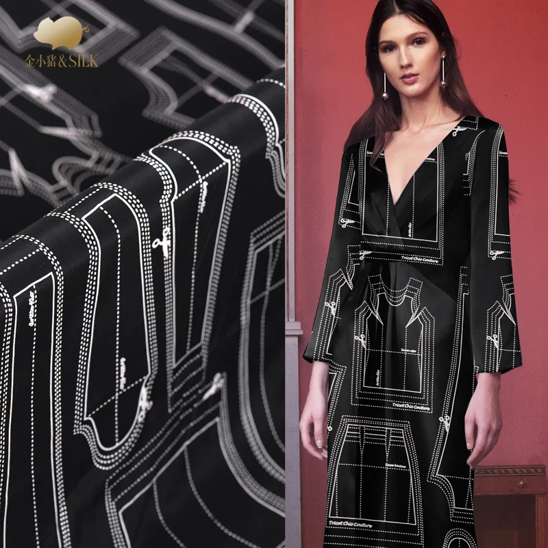 

16m digital inkjet silk crepe de chine fabric soft shirt dress crepe fabric 100 silk fabric wholesale silk cloth 140cm