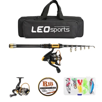 

Leo 2.1M Telescopic Fishing Rod And Reel Combo Full Kit Spinning Fishing Reel Gear Organizer Pole Set With Fishing Carrier Bag