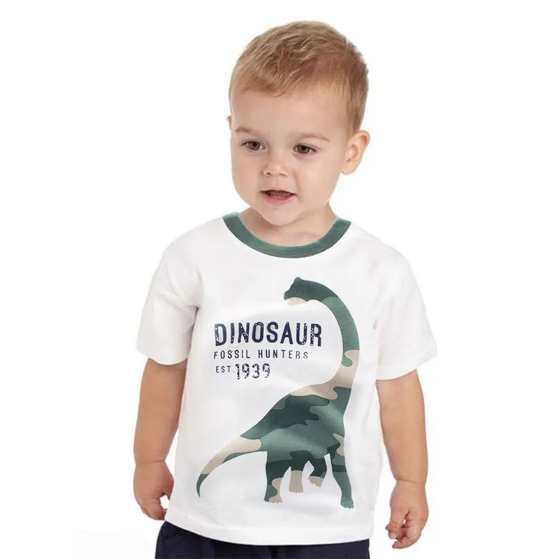 

New Cartoon Dinosaur Print Short Sleeve Cotton T Shirt Boy Children Kids Boys Girls Tops Tees T Shirts For Summer