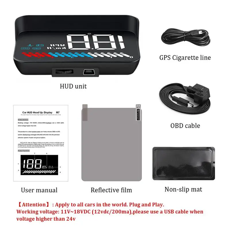  Neue M7 2 In 1 Auto Hud OBD Auf-board Computer GPS Head-up Display Für Alle Fahrzeuge tacho Windsch
