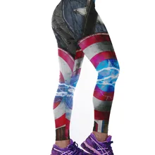 Женские леггинсы с принтом «Капитан Америка», высокая талия, эластичная спортивная одежда, повседневные длинные штаны, леггинсы, супергерой, Железный человек, Тор