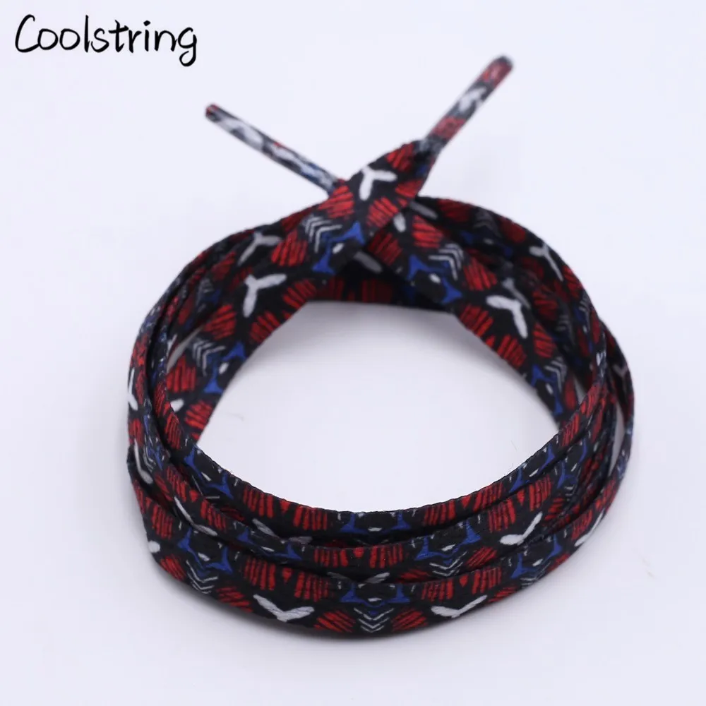 Coolstring Wild Printed Boot Laces Flat Single Layer Network Printing Shoelaces Korean Version For Men Women White Shoes Canvas