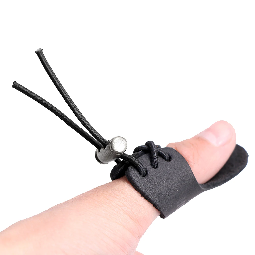 

Blk Leather Archery Hunting Shooting Thumb Finger Protector Guard Hunting Accessory Pad Glove Tab Bow Shooting Protector