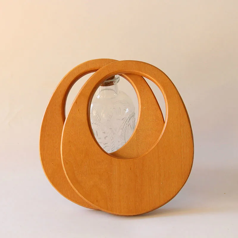 14x18cm Retro Wood Handle Knitting Bag Handles Wood DIY Parts Vintage Bags Purse Handles Wooden