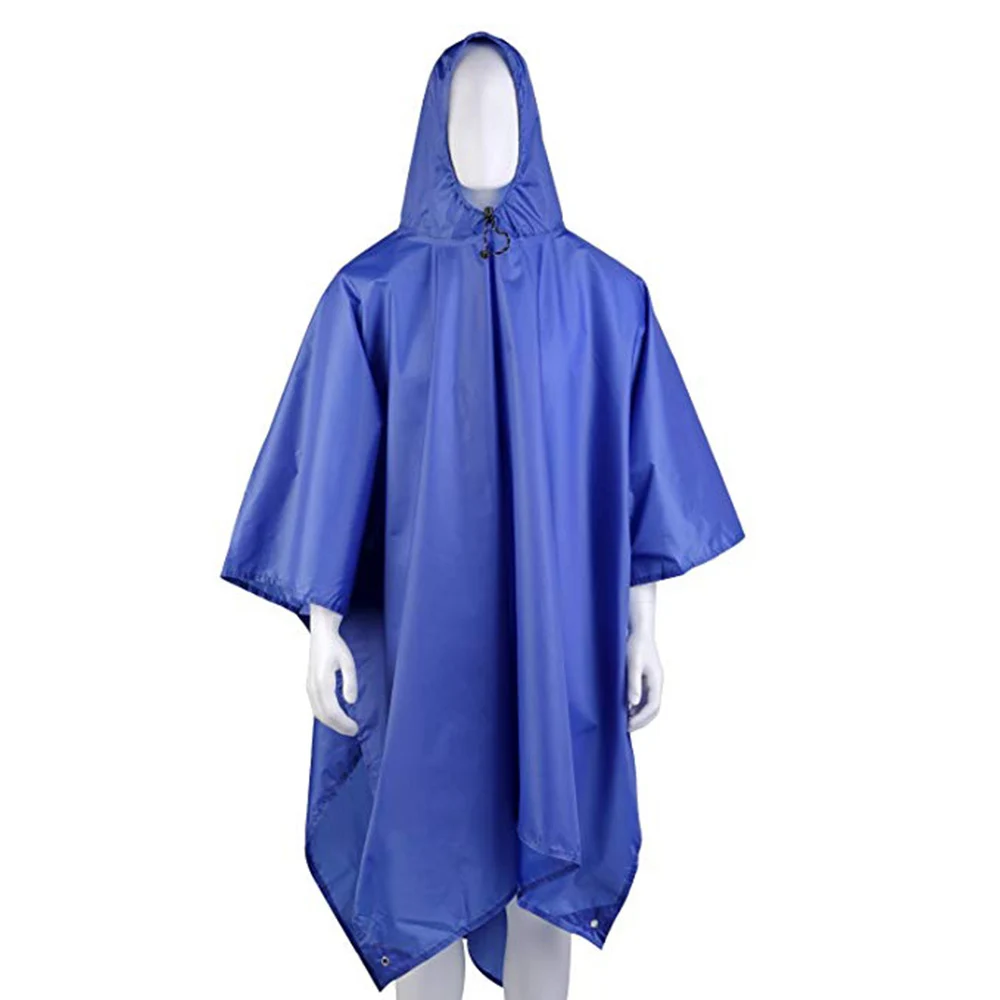 Blue Field Outdoor Raincoat Mountaineering Cycling Hiking Travel Ultralight Backpack One Piece Rain Poncho Waterproof Men And Women