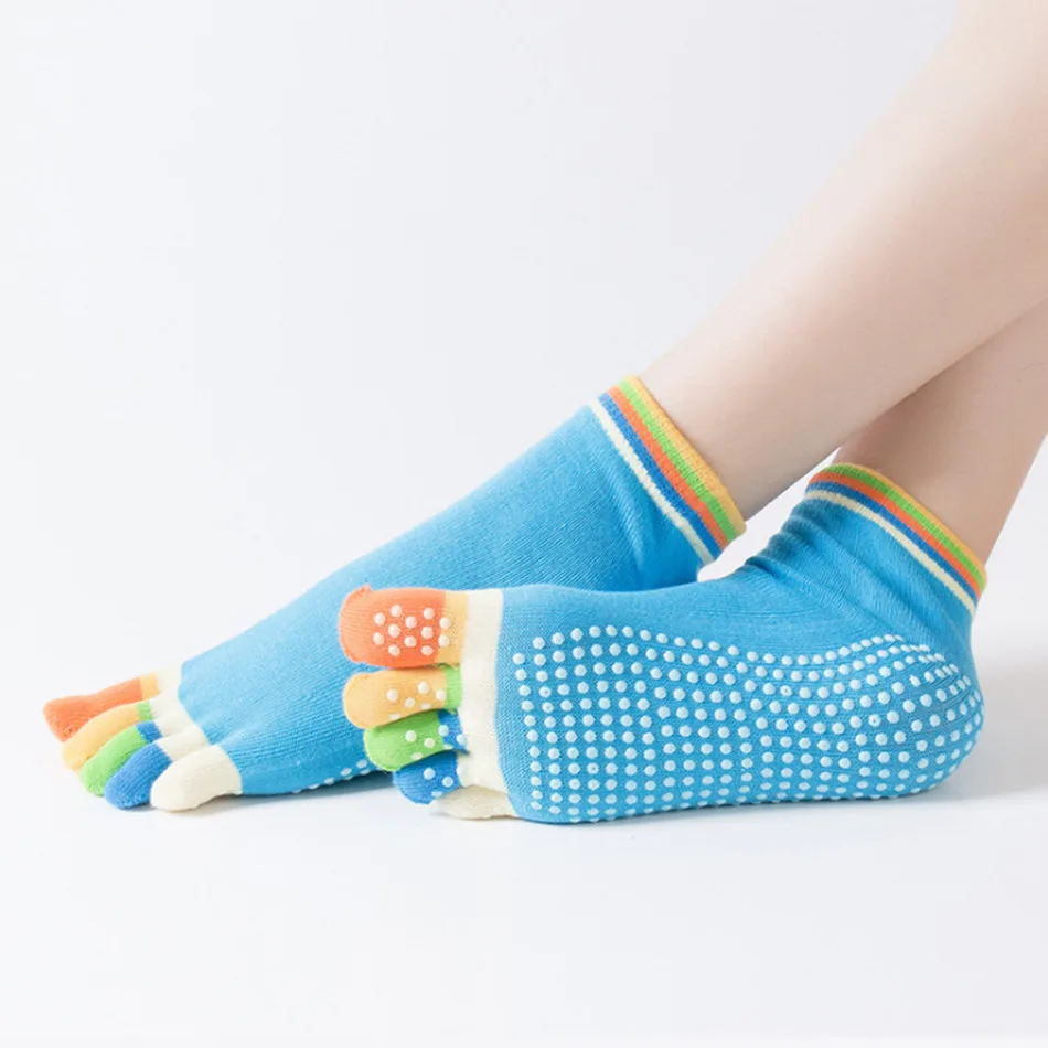 1 Pair Women Sports Yoga Socks Five Finger Slipper Anti Slip Lady Pilates Sock Ballet Heel Professional Dance Protector
