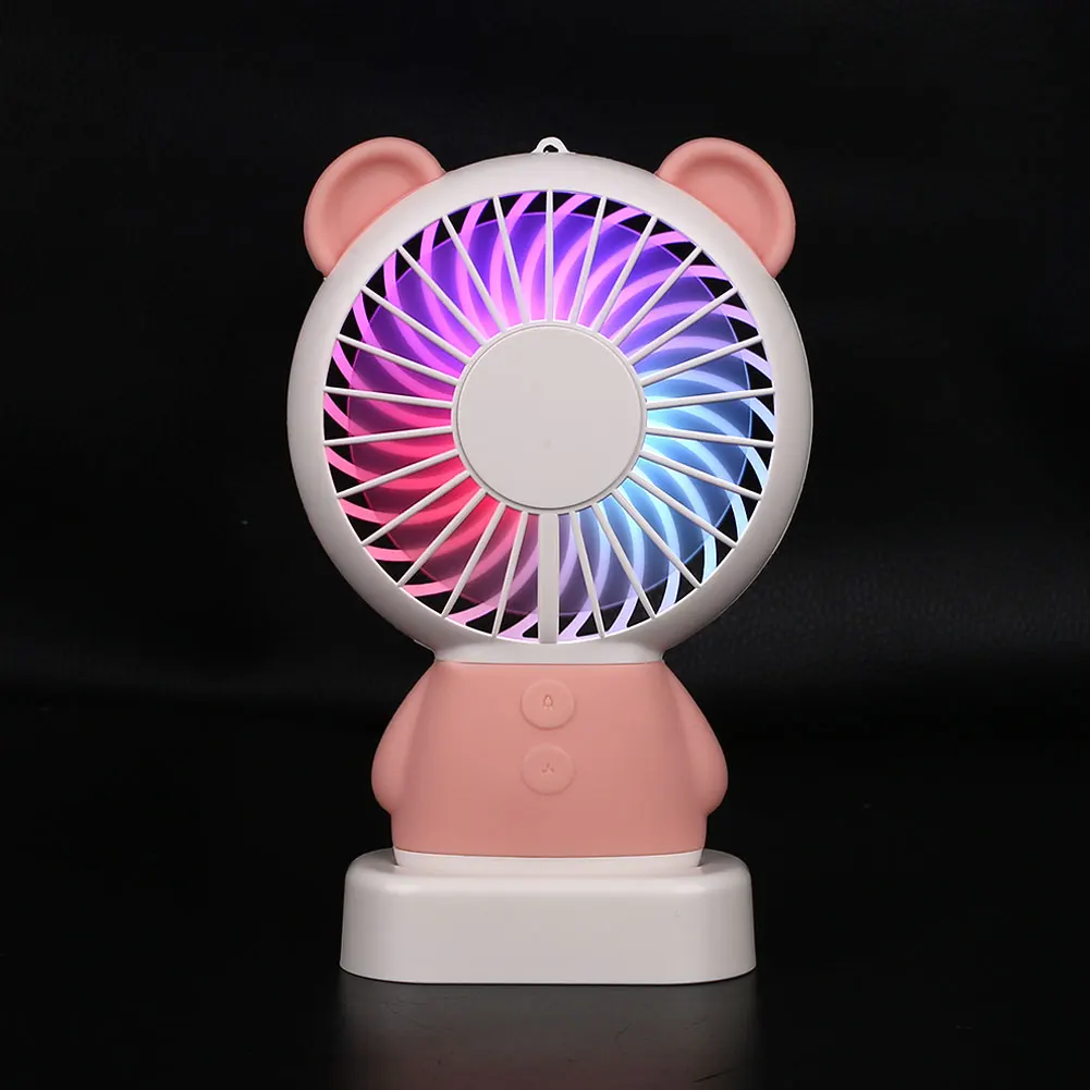 

Portable Rechargeable Mini USB Hand Fan For Travelling Outdoor Office Creative Cooling Fan with Colorful Led Night Light