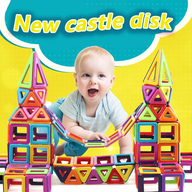 

35-195pcs Castle designer Magnetic piece Building model wooden block Variety pulling Brain game Children's gift Cartoon modeltoy