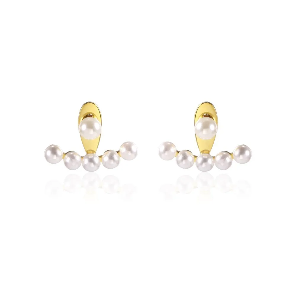 

2019 New Vintage Stainless Steel Gold Pearl Stud Earrings Elegant Temperament Ladies Jewellery Earrings Best Gift Brincos
