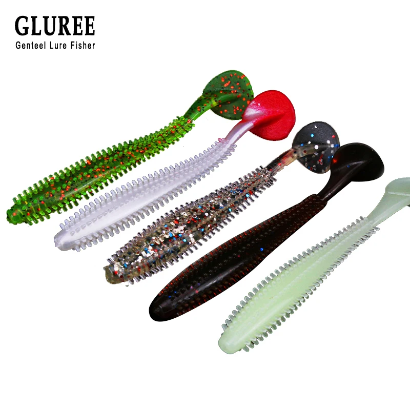 

GLUREE 1PCs Soft Fishing Lures 6/9cm 1/4g PVC T Tail Worm Sea Cucumber Artificial Bait Multicolor Swimbait Fishing Tackle