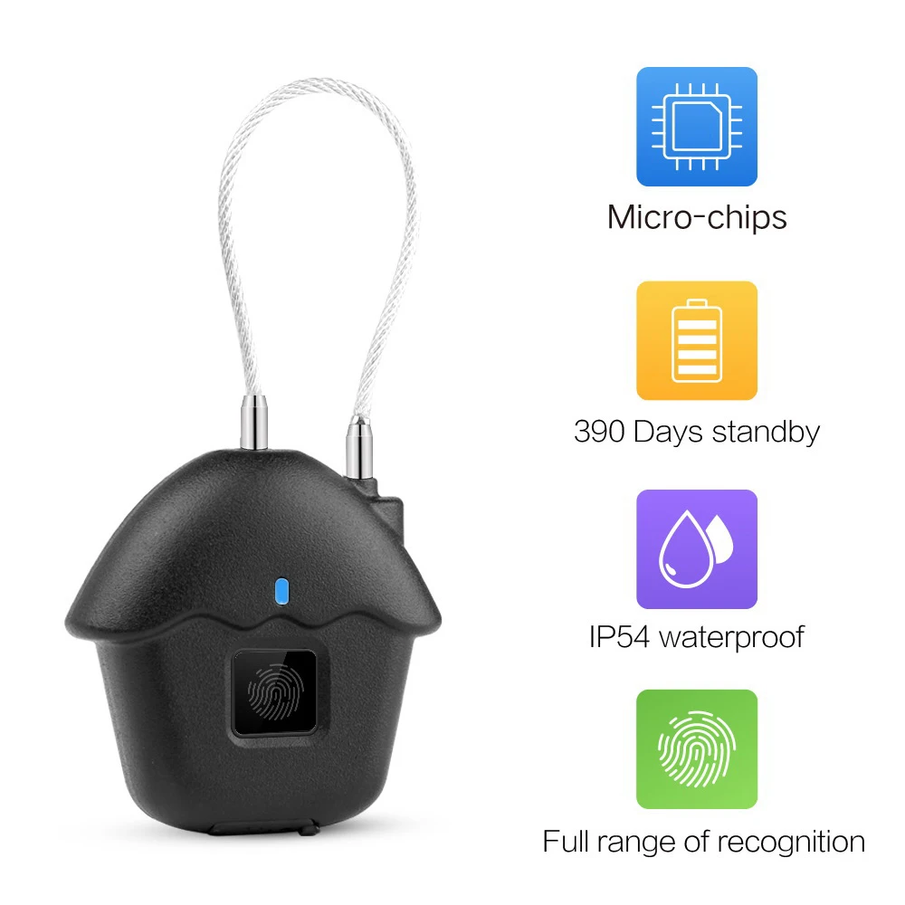 

Rechargeable Intelligent Keyless Fingerprint Lock USB Smart Lock IP54 Waterproof Anti-theft Padlock Carry Luggage Case Lock